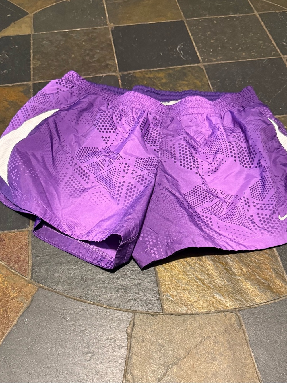 Nike Purple Athletic Running Shorts with White Side Panels